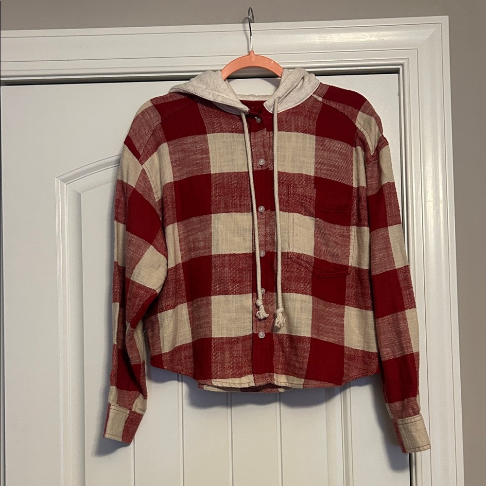 American Eagle Red and Cream Flannel